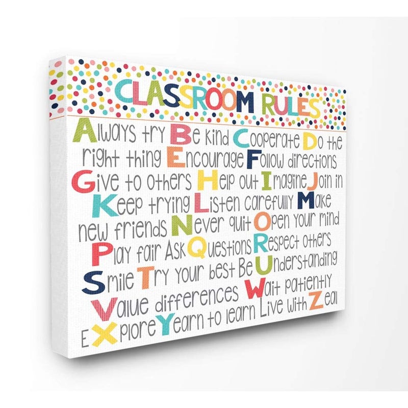 Stupell Industries Classroom Rules Colorful Alphabet Canvas Wall Art, 16x20, Design By Artist Alli Rogosich - Image 1